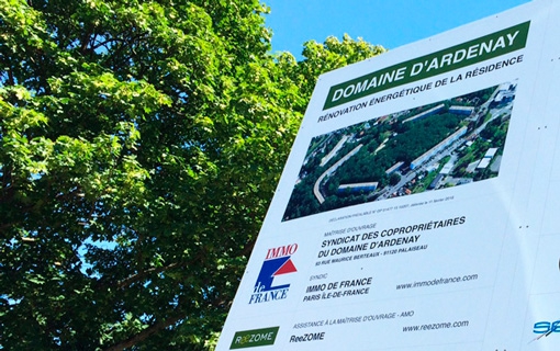 Panneau de chantier du parc d‘Ardenay à Palaiseau